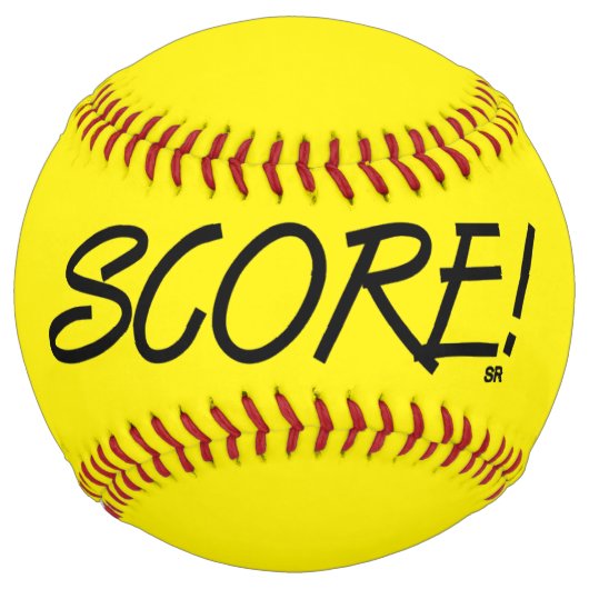 Balle De Softball Bouton doux jaune Score (Devant)