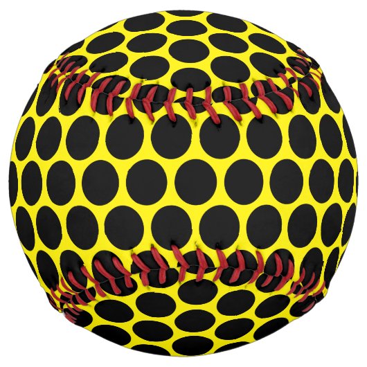 Balle De Softball Bright Yellow with Solid Black Dot Pattern (Dos)