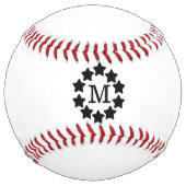 Balle De Softball Cadre Black Star Monogrammé (Dos)