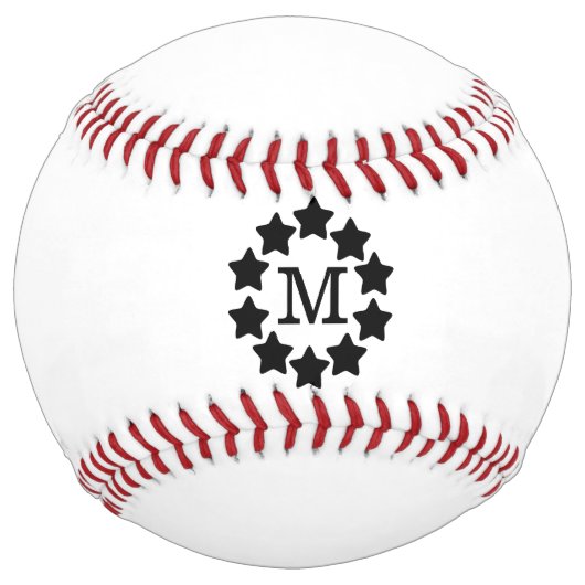 Balle De Softball Cadre Black Star Monogrammé (Devant)