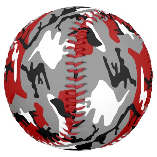 Balle De Softball Camouflage rouge et gris, Militaire, Armée (Incliné)
