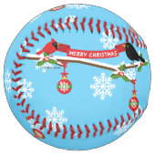 Balle De Softball Cardinal Et Cardinal En Branche - MERRY XMAS (Devant gauche)