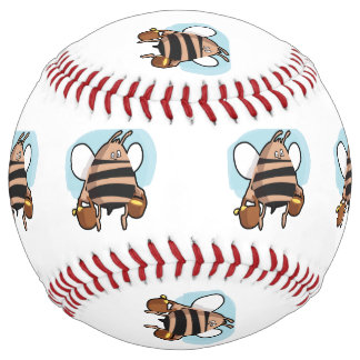 Balle De Softball Caricature d'abeille