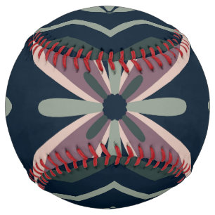 Balle De Softball Carreaux Géométriques Floraux Terreux