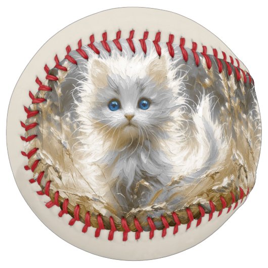 Balle De Softball Chaton blanc précieux (Devant gauche)
