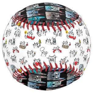 Balle De Softball Chats amusants, lait et magie.