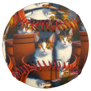 Balle De Softball Chats Tigres Dans Des Pots, Softball Personnalisab