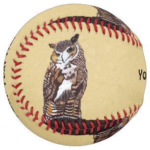 Balle De Softball Chouette blanche Brown à l'allure majestueuse sur