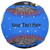 Balle De Softball Chouette noire Grands yeux Bleus Étoiles de lune d (Dos)