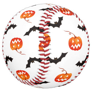 Balle De Softball Citrouilles et chauves-souris d'Halloween, Trou ou