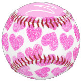 Balle De Softball Coeur rose mignon Doodled Saint Valentin Monogramm (Dos)