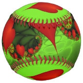 Balle De Softball Coeurs rouges Lime vert Moderne Art Abstrait fract (Dos)
