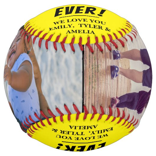 Balle De Softball Collage photo Yellow Best Papa Ever 2 (Devant)