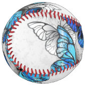 Balle De Softball Composition des papillons blancs et bleus (Devant gauche)