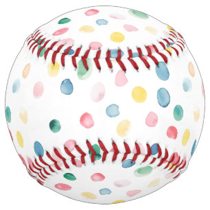 Balle De Softball Confettis Colorés Points Bleu Rouge Jaune Vert Ros