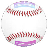 Balle De Softball Cool Géométrique rose et pourpre | Initiales de co (Dos)
