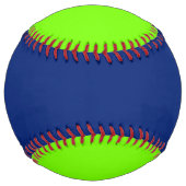Balle De Softball couleur solide bleu foncé et vert néon (Devant)