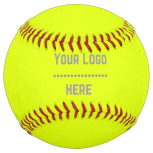 Balle De Softball couleur solide jaune fluorescent - votre logo