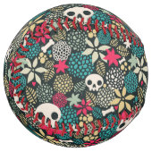 Balle De Softball Crâne en fleurs (Devant gauche)