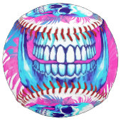 Balle De Softball Crâne floral en style Vaporwave (Devant)