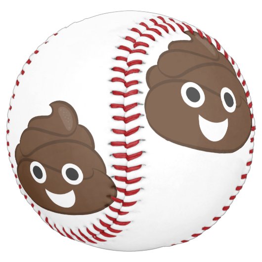 Balle De Softball Crazy Silly Brown Poop Emoji (Incliné)