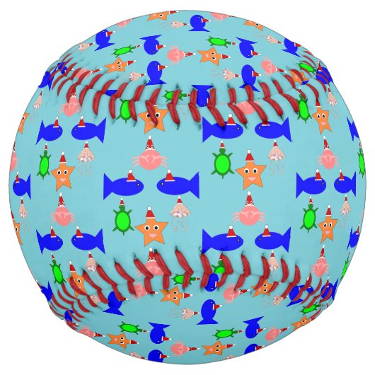 Balle De Softball Créatures de la mer de Noël (Dos)
