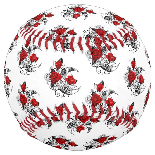 Balle De Softball Croissant mécanique avec roses rouges (Devant)
