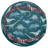 Balle De Softball Cute Dinosaures Motif Turquoise (Devant gauche)