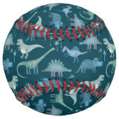 Balle De Softball Cute Dinosaures Motif Turquoise (Dos)