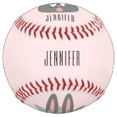 Balle De Softball Cute lapin Lapin rose Floral Chic (Dos)