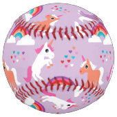 Balle De Softball Cute Unicorn Rainbow Purple (Dos)