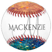 Balle De Softball Déchirure psychédélique | Monogramme Abstrait arc- (Devant)