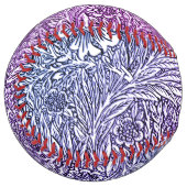 Balle De Softball Design floral complexe dans les tons violets et bl (Devant gauche)