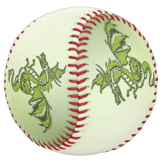 Balle De Softball Dragons verts (Incliné)
