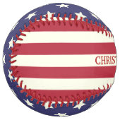 Balle De Softball Drapeau américain patriotique | Nom (Devant gauche)