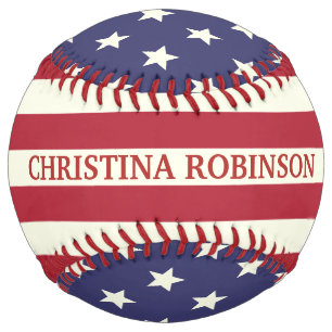 Balle De Softball Drapeau américain patriotique Nom