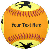 Balle De Softball Éffrayant Chat noir Vert Yellow Orange (Devant)