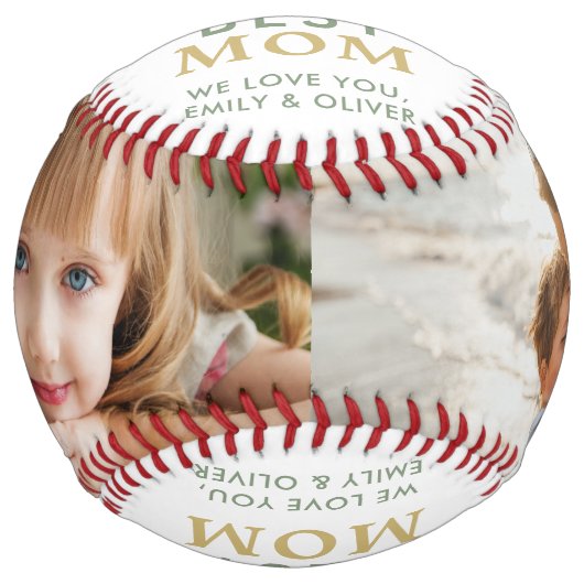 Balle De Softball Elégant Best Mom Ornament 2 garde photo (Devant)