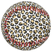 Balle De Softball Empreinte de léopard noir or (Devant gauche)