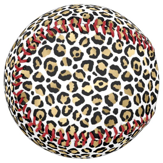 Balle De Softball Empreinte de léopard noir or (Devant gauche)