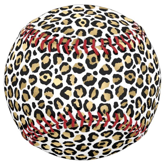 Balle De Softball Empreinte de léopard noir or (Dos)