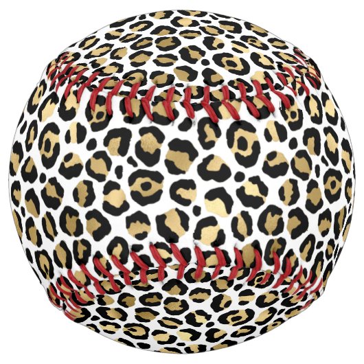 Balle De Softball Empreinte de léopard noir or (Devant)