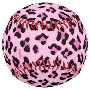 Balle De Softball Empreinte de léopard rose amusant