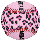 Balle De Softball Empreinte de léopard rose amusant - Nom de la Pers (Devant)