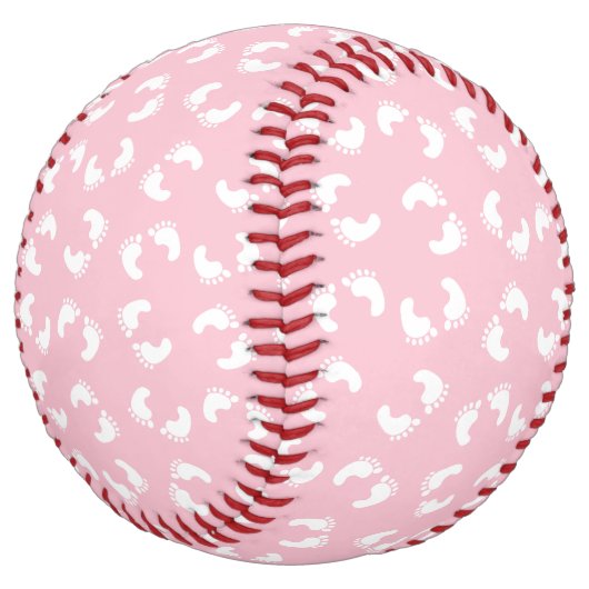 Balle De Softball Empreintes Bébé, Pied Bébé, Marches, Fille Rose (Incliné)
