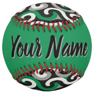Balle De Softball Équipe verte (personnaliser)