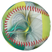 Balle De Softball Évolution fractale, Golden Turquoise Nom Abstrait (Devant gauche)