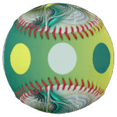 Balle De Softball Évolution fractale, Golden Turquoise Nom Abstrait (Dos)