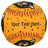 Balle De Softball Face de chat Halloween classique sur les étoiles n (Devant)