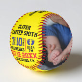 Balle De Softball Faire-part de naissance bébé personnalisé avec pho